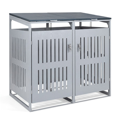 Outdoor Trash Can Storage Shed (2-3 Bins) - Trash Can-Dark-3 Bins