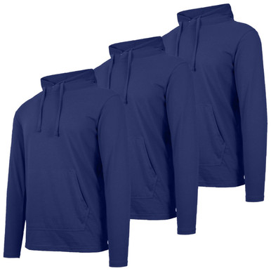 Men's Lightweight Pullover Drawstring Hoodie (3-Pack) - MLPO-801-NCH - M