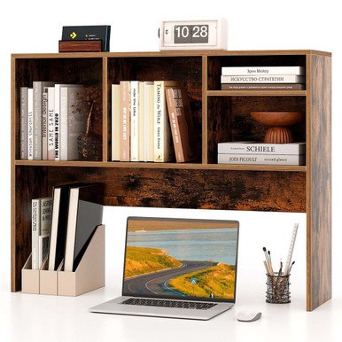Computer Desktop Countertop with Bookshelf Organizer