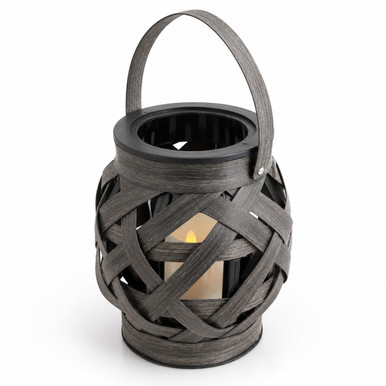Decorative Basket Weave Lantern with LED Candle