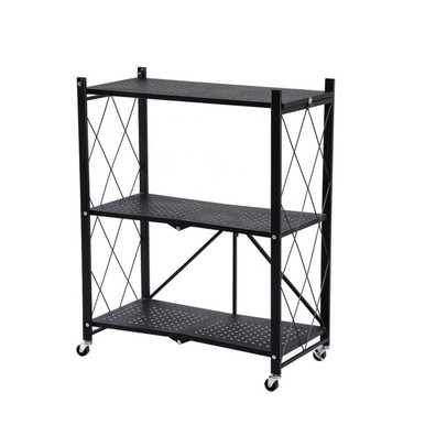 3-Tier Foldable Metal Storage Shelving Unit