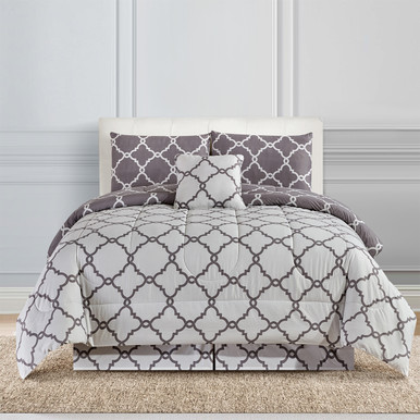 5-Piece Reversible Comforter Set with Throw Pillows