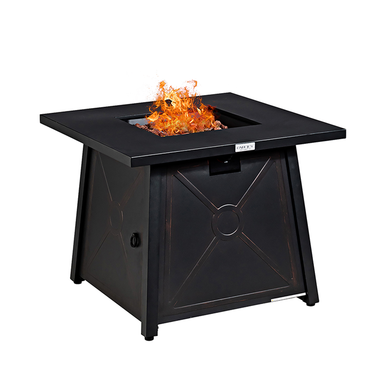 30-Inch Square Propane Gas Fire Pit Table with Weather Cover