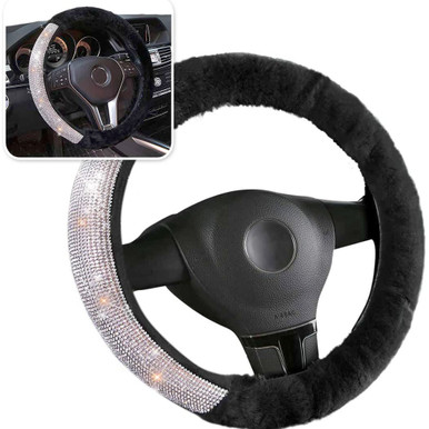 Zone Tech Car 12V Plush Faux Sheepskin Heated Warm Steering Wheel