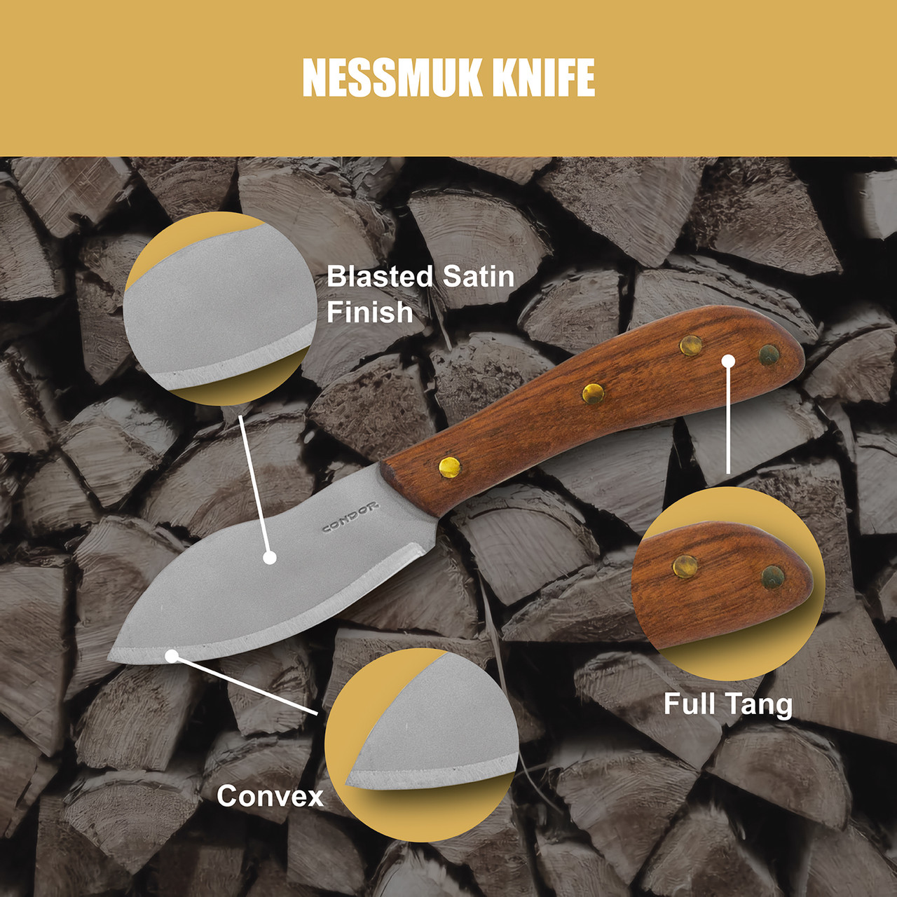 Nessmuk Knife 4 Inch W/ Leather Sheath - Condor Tool & Knife Inc. Nessmuk Knife 4 Inch W/ Leather Sheath - Condor Tool & Knife Inc.