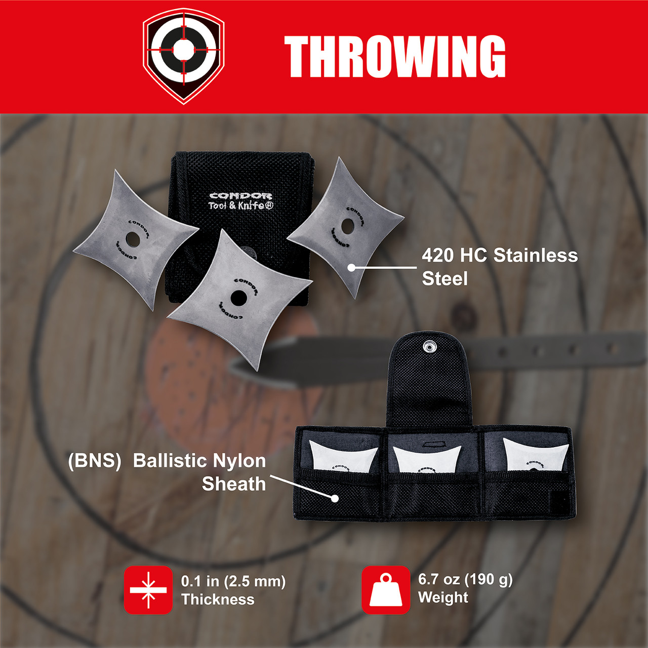 Senban Shuriken Set (ninja Star ) 3 Pcs - Condor Tool & Knife Inc.