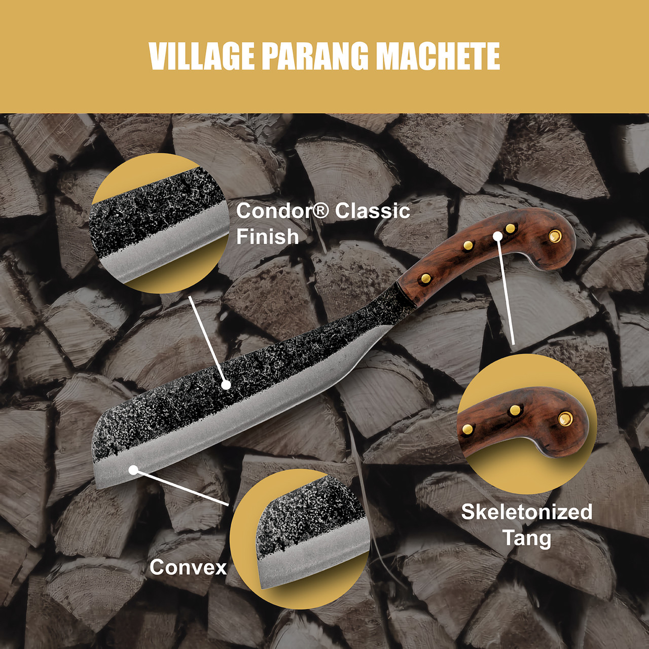 Village Parang 12 Inch W/ Leather Sheath - Condor Tool & Knife Inc.