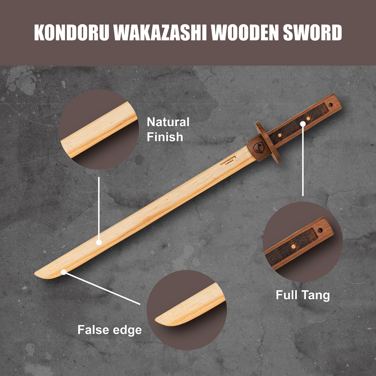 KONDORU WAKAZASHI WOODEN SWORD - Condor Tool & Knife Inc.