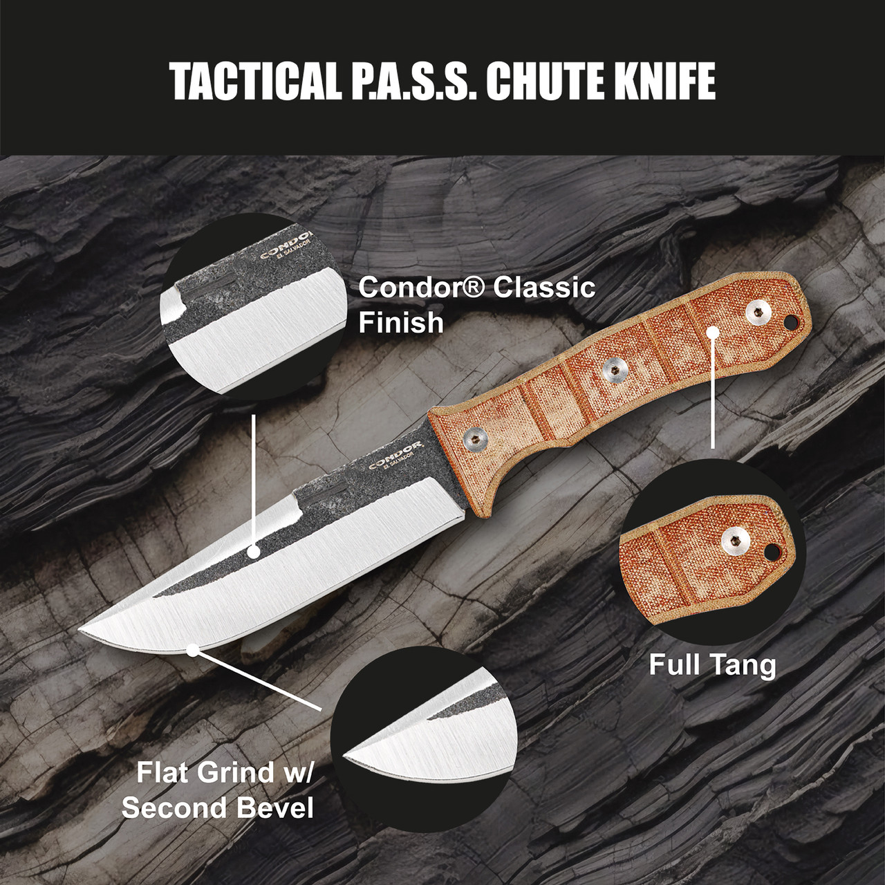 TACTICAL P.A.S.S CHUTE KNIFE - Condor Tool & Knife Inc.