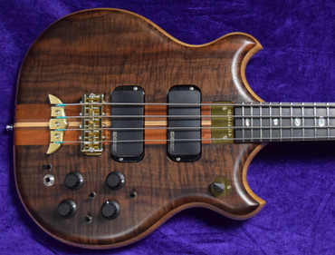 Alembic Stanley Clarke "Brown Bass", Walnut Top/Back with Ebony *Red LED's
