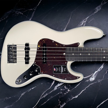 Fender AM Pro II Jazz (5), Olympic White / Rosewood 5 String Bass At Bass Central