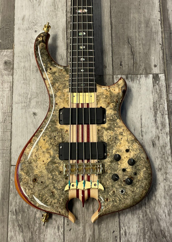 Alembic Mark King Deluxe 5-String, Buckeye Burl with Ebony / Side LEDs *On Order ETA Oct. 2025