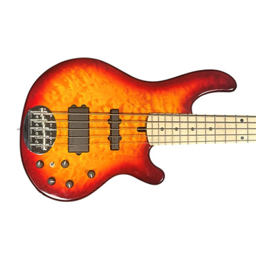 Lakland Skyline 55-02 Deluxe, Honey Burst Quilt Maple Top 5 String Bass At Bass Central