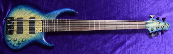 MTD U.S.A. 635-24, Clear to Blue Burst  6 String Bass At Bass Central
