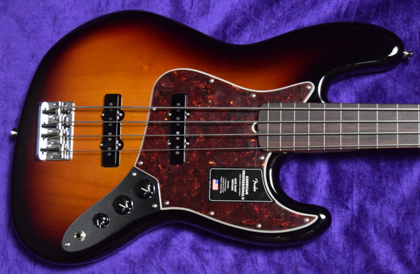 Fender AM Pro II FRETLESS Jazz, 3-TSB / Lined Rosewood  4 String Bass At Bass Central