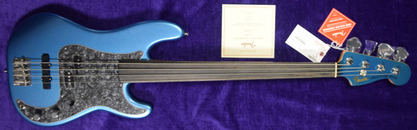Fender Tony Franklin Fretless Precision, Lake Placid Blue / Ebony 4 String Bass At Bass Central