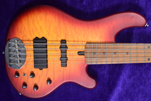 Lakland Skyline 55-02 Deluxe. Satin Cherry Burst 5 String Bass At Bass Central