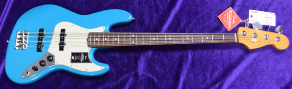 Fender AM Pro II Jazz (4), Miami Blue / Rosewood 4 String Bass At Bass Central