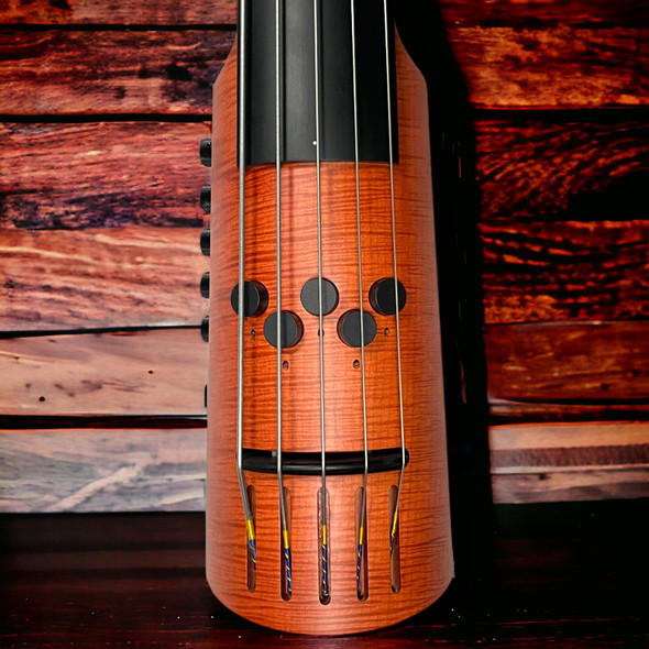NS Design EU-5 Electric Upright, Amber with Dual Piezo and EMG.*RARE! 5 String EUB at Bass Central