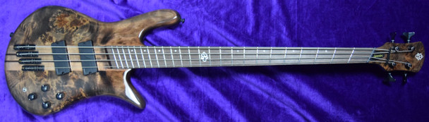 Spector NS Dimension, Super Faded Black Gloss Over Poplar Burl 4 String Bass At Bass Central