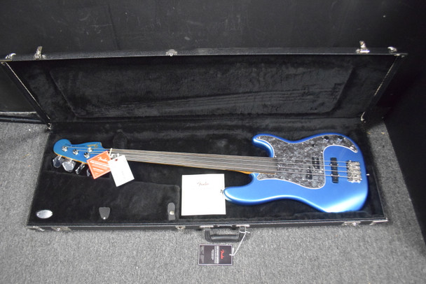 Fender Tony Franklin Fretless Precision, Lake Placid Blue / Ebony 4 String Bass At Bass Central