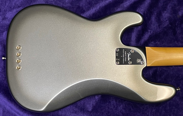 Fender AM Pro II P-Bass, Mercury w/ Rosewood 4 String Bass At Bass Central
