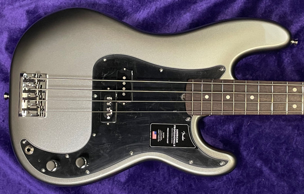 Fender AM Pro II P-Bass, Mercury w/ Rosewood 4 String Bass At Bass Central