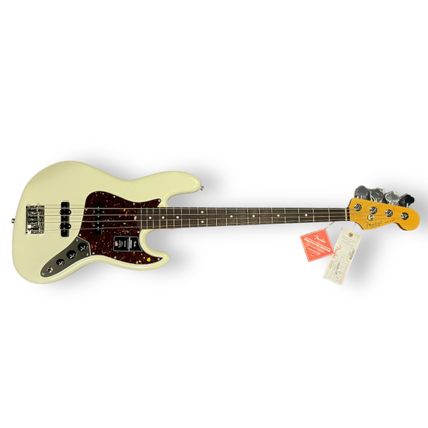 Fender AM. PRO II Jazz, Olympic White / Rosewood 4 String Bass At Bass Central
