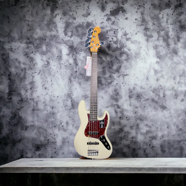 Fender AM Pro II Jazz (5), Olympic White / Rosewood 5 String Bass At Bass Central