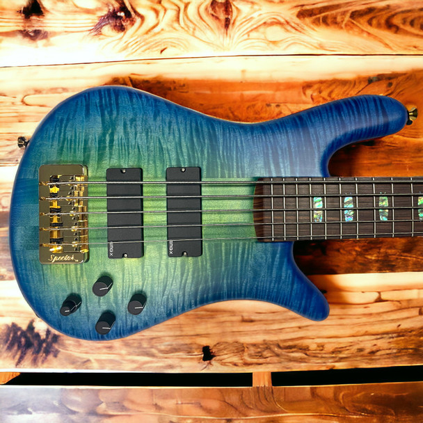 Spector USA NS-5XL, Custom Matte Green-Blue Burst 5 String Bass At Bass Central