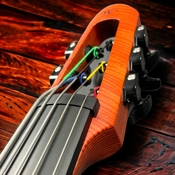 NS Design EU-5 Electric Upright, Amber with Dual Piezo and EMG.*RARE! 5 String EUB at Bass Central
