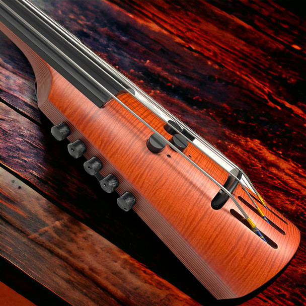 NS Design EU-5 Electric Upright, Amber with Dual Piezo and EMG.*RARE! 5 String EUB at Bass Central