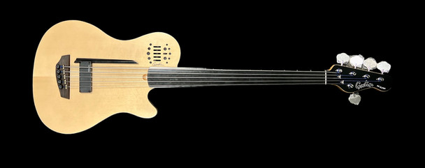 Godin Acoustic/Electric A5 Ultra FRETLESS, Natural 5 String Bass At Bass Central
