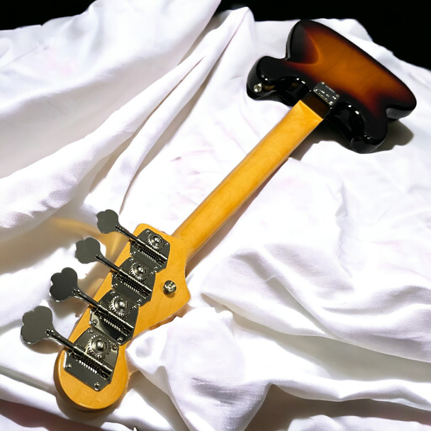 Fender Jaco Pastorius Fretless Jazz, 3-Tone Sunburst w/ Pau Ferro 4 String Fretless Bass At Bass Central