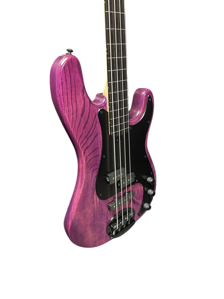 Lakland Skyline 44-64 GZ FRETLESS, Trans Purple/Lined Ebony/ Geezer Butler 4 String Bass At Bass Central