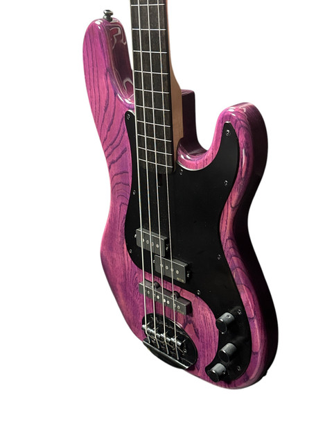 Lakland Skyline 44-64 GZ FRETLESS, Trans Purple/Lined Ebony/ Geezer Butler 4 String Bass At Bass Central