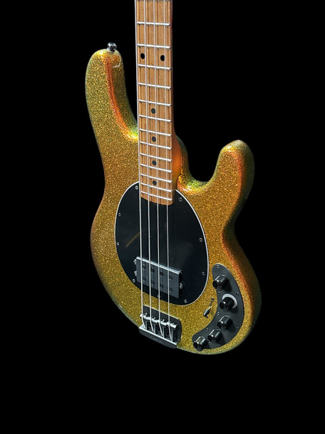 Ernie Ball Musicman Dark Ray Gold Bar Bass Guitar At Bass Central