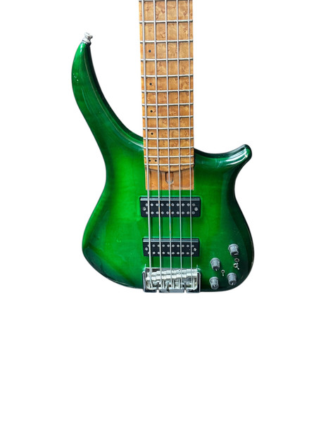US Masters Trans Green/Maple Used 5 String Bass At Bass Central
