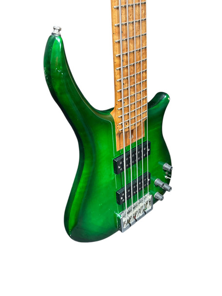 US Masters Trans Green/Maple Used 5 String Bass At Bass Central