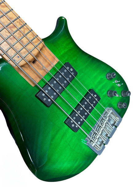 US Masters Trans Green/Maple Used 5 String Bass At Bass Central