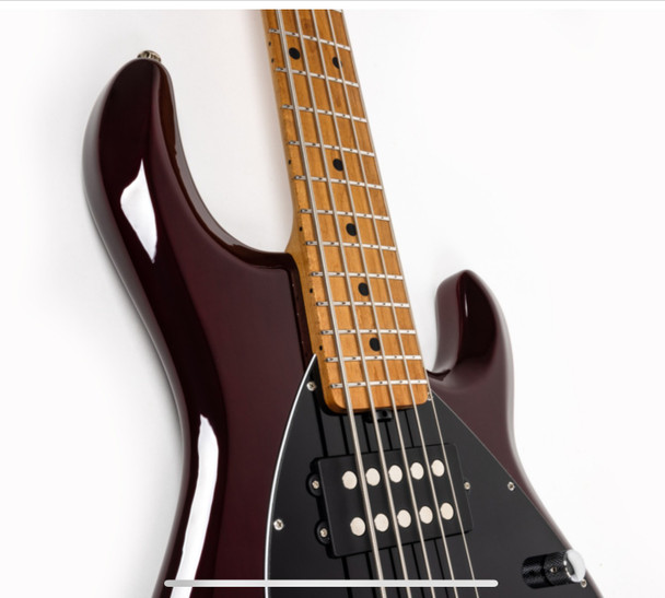 Ernie Ball Music Man StingRay 5 HH Special, Translucent Oxblood / Roasted Maple *ON ORDER ETA  April 2026