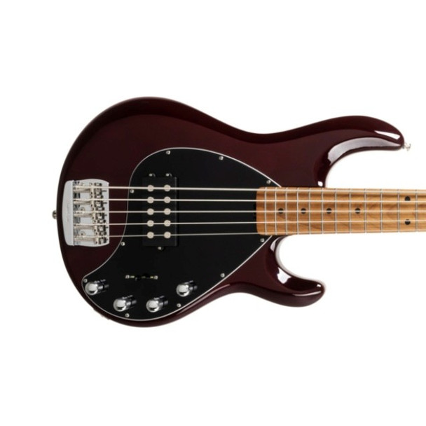 Ernie Ball Music Man StingRay 5 H Special, Translucent Oxblood 5 String Bass At Bass Central