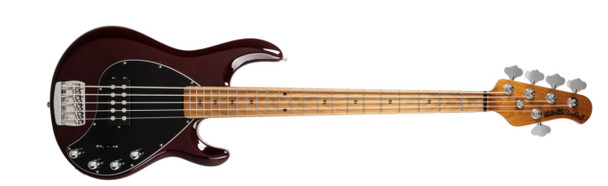 Ernie Ball Music Man StingRay 5 H Special, Translucent Oxblood 5 String Bass At Bass Central
