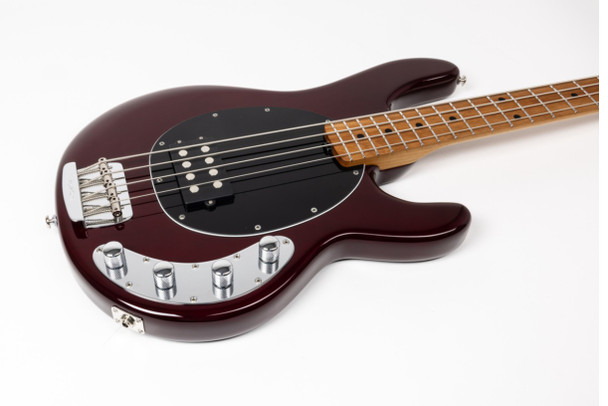Ernie Ball Music Man StingRay 4 H Special, Translucent Oxblood 4 String Bass At Bass Central