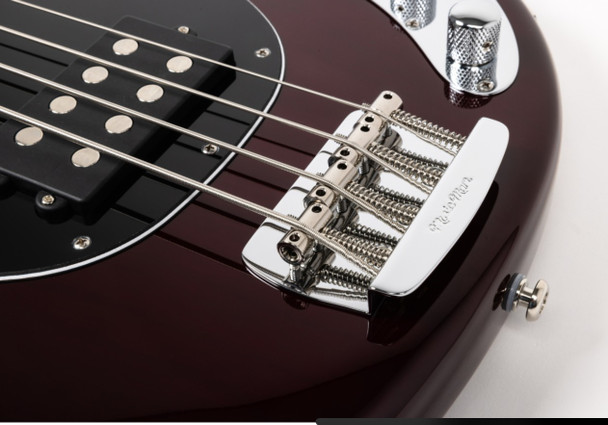 Ernie Ball Music Man StingRay 4 H Special, Translucent Oxblood 4 String Bass At Bass Central