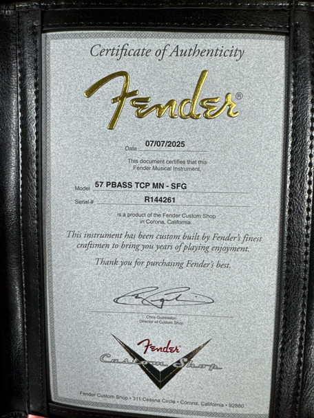 Fender Custom Shop 1957 NOS Time Capsule Closet Classic 4 String Bass At Bass Central