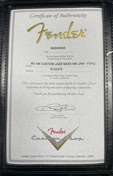 Fender Custom Shop 1964 Journeyman Jazz Bass Faded Seafoam Green Bass COA