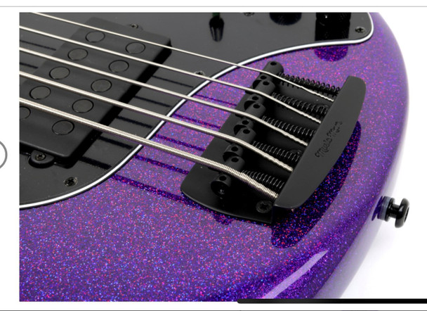 Ernie Ball Music Man StingRay 5 "DarkRay", NEW COLOR Plasma Purple / Ebony 5 String Bass At Bass Central