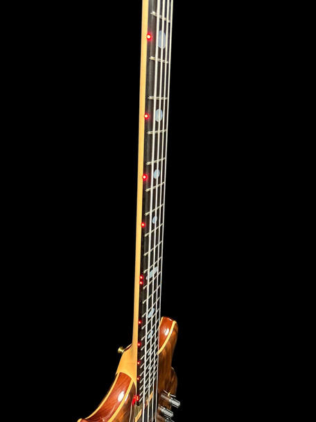 Alembic Stanley Clarke Sign Deluxe, Walnut/ Ebony / Red Side LED's 4 String Bass At Bass Central