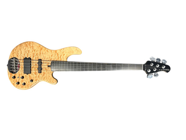 Skyline 55-02 Deluxe FRETLESS, Quilt w/ Lined Ebony 5 String Bass At Bass Central